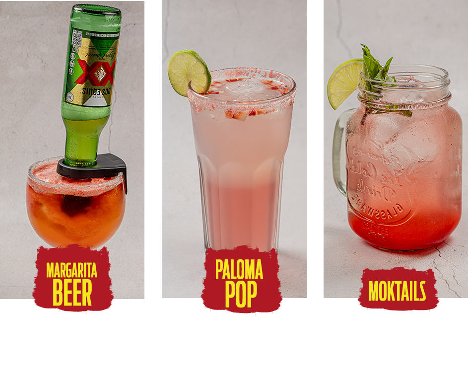 Margarita Beer, Paloma POP, Moktails